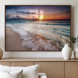 99906-MGV-FP-60X30-3P_Walnut-Morning Tide Canvas Print – Soft Sunrise Ocean Waves Wall Art, Coastal Serenity Decor for Home & Office