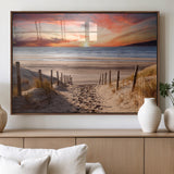 78111-MGV-FP-60X30-3P_Walnut-Sunset Pathway Wall Art – Panoramic Coastal Canvas Print, Tranquil Beach Decor for Living Room, Office or Bedroom