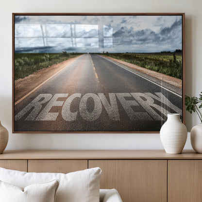 50743-MGV-FP-60X30-3P_Walnut-Healing Road Wall Art – Motivational Highway Canvas Print, Inspirational Journey Decor for Office, Gym or Living Room