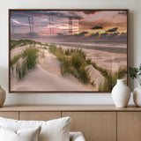 60570-MGV-FP-60X30-3P_Walnut-Beach Sunset Wall Art – Coastal Sand Dunes and Ocean Horizon Canvas Print, Tranquil Seascape Photography Decor for Living Room or