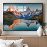88453-MGV-FP-36X24-3P_Walnut-Mountain Lake Wall Art – Snow-Capped Peaks Reflected in Alpine Water Canvas Print, Nature Landscape Wall Decor for Living Room or