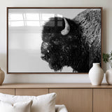 68780-MGV-FP-36X24-3P_Walnut-Bison Close-Up Wall Art – Black and White Buffalo Canvas Print, Rustic Wildlife Photography Decor for Living Room, Office, or