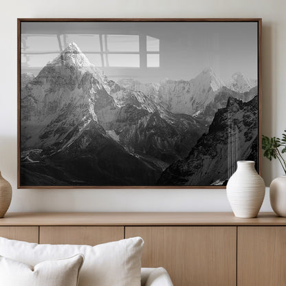 10775-MGV-FP-60X30-3P_Walnut-Snow Capped Mountain Wall Art – Black and White Canvas Print of Majestic Peaks, Nature Landscape Photography for Office, Bedroom,