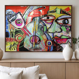 37796-MGV-FP-60X30-3P_Walnut-Picasso Style Wall Art Canvas Print, Framed Picasso Art Picture Print, Picasso Cubism Perfect Modern Abstract Decor Artwork