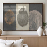 80725-MGV-FP-36X24-3P_Walnut-Wood Tree Rings Wall Art Canvas Print, Framed Tree Rings Art Picture Print, Abstract Tree Rings Perfect Modern Boho Decor Artwork