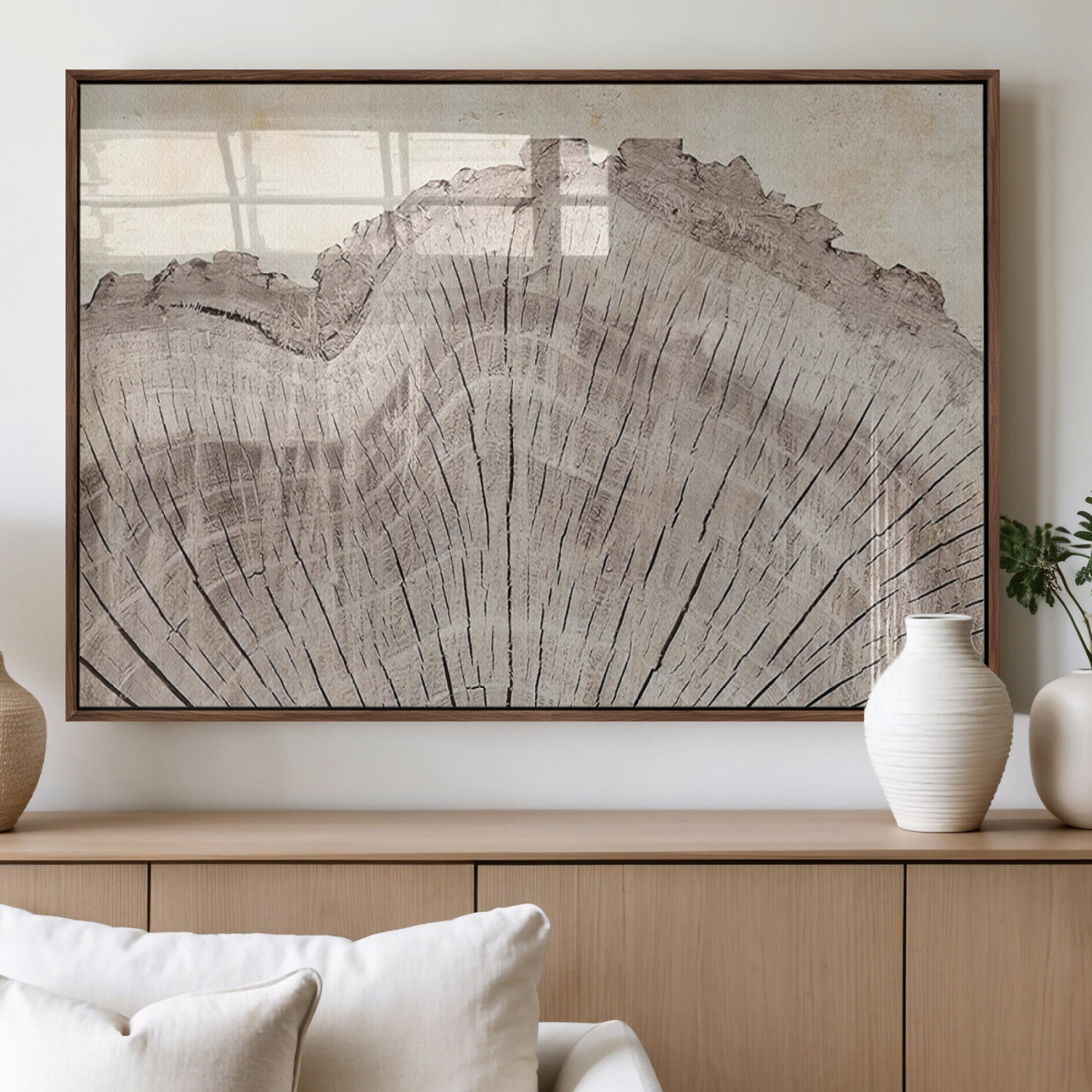 67528-MGV-FP-36X24-3P_Walnut-Wood Ring Wall Art Canvas Print, Framed Tree Ring Art Picture Print, Rustic Tree Ring Perfect Neutral Boho Decor Artwork