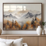 70049-MGV-FP-36X24-3P_Walnut-Autumn Mountain Forest Wall Art – Misty Landscape Canvas Print, Rustic Nature Inspired Decor for Living Room, Bedroom or Office