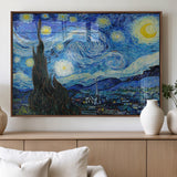 39177-MGV-FP-36X24-3P_Walnut-Starry Night Wall Art – Vincent van Gogh Famous Painting Canvas Print, Timeless Starry Sky Decor for Living Room, Bedroom or