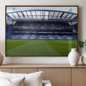 59508-MGV-FP-36X24-3P_Walnut-Chelsea Stadium Wall Art – Stamford Bridge Football Arena Canvas Print, Iconic Soccer Artwork for Living Room, Office, Game Room