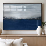 62197-MGV-FP-60X30-3P_Walnut-Abstract Ocean Wall Art – Minimalist Blue and White Canvas Print, Modern Coastal Seascape Painting for Bedroom, Living Room or