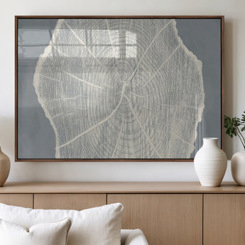 25547-MGV-FP-60X30-3P_Walnut-Tree Ring Wall Art Canvas Print, Framed Linocut Tree Ring Art Picture Print, Wood Texture Perfect Minimalist Farmhouse Decor