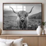 52903-MGV-FP-60X30-3P_Walnut-Highland Cow Wall Art – Black and White Canvas Print Rustic Cattle Portrait, Farmhouse Country Decor for Living Room, Office,