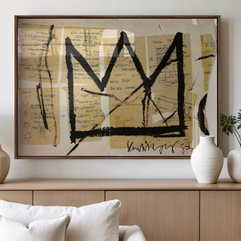 37215-MGV-FP-36X24-3P_Walnut-Abstract Crown Wall Art – Urban Graffiti Style Canvas Print Modern Street Art Design, Bold Contemporary Decor for Living Room,