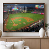 93707-MGV-FP-60X30-3P_Walnut-Los Angeles Stadium Wall Art Canvas Print, Framed Angel Stadium Field Art Picture Print, Anaheim Stadium Perfect Sports Room Decor