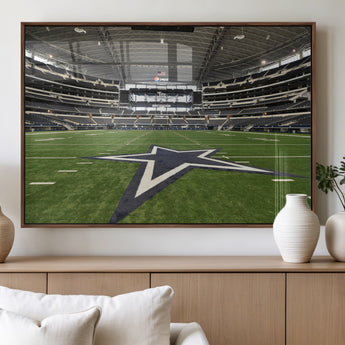 14834-MGV-FP-60X30-3P_Walnut-Dallas Att Stadium Wall Art Canvas Print, Framed Texas NFL Stadium Art Picture Print, American Football Stadium Perfect Sports