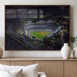16515-MGV-FP-60X30-3P_Walnut-Dodgers Stadium Wall Art Canvas Print, Framed Baseball Stadium Art Picture Print, Dodgers Field Perfect Sport Room Decor Artwork