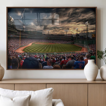 53432-MGV-FP-36X24-3P_Walnut-Fenway Park Stadium Wall Art Canvas Print, Framed Boston Baseball Stadium Art Picture Print, Massachusetts Fenway Park Perfect