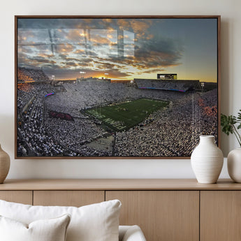 38807-MGV-FP-36X24-3P_Walnut-Beaver Stadium Wall Art Canvas Print, Framed Beaver Stadium Field Art Picture Print, Football Stadium Perfect Sport Room Decor