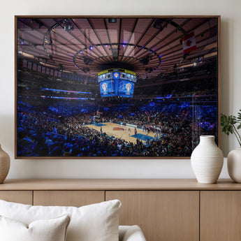 20491-MGV-FP-36X24-3P_Walnut-Madison Square Garden Wall Art Canvas Print, Framed New York Stadium Art Picture Print, MSG Stadium Perfect Sport Room Decor