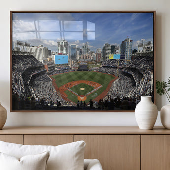 87122-MGV-FP-36X24-3P_Walnut-Petco Park Field Wall Art Canvas Print, Framed San Diego Stadium Art Picture Print, Petco Park Stadium Perfect Sport Room Decor