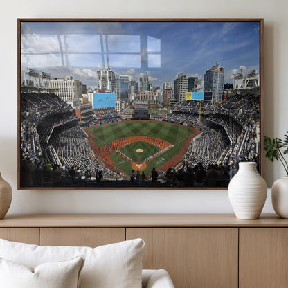 87122-MGV-FP-36X24-3P_Walnut-Petco Park Field Wall Art Canvas Print, Framed San Diego Stadium Art Picture Print, Petco Park Stadium Perfect Sport Room Decor