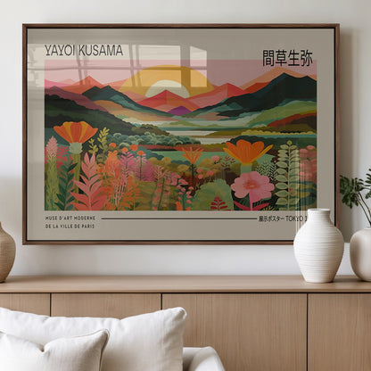 17753-MGV-FP-36X24-3P_Walnut-Floral Sunset Landscape Wall Art – Panoramic Nature Canvas Print, Vibrant Botanical Artwork for Living Room, Bedroom, Office, or