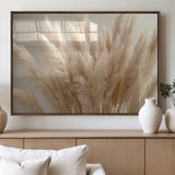 50300-MGV-FP-60X30-3P_Walnut-Pampas Grass Wall Art Canvas Print, Framed Minimalist Pampas Grass Art Picture Print, Beige Pampas Grass Perfect Minimalist Boho