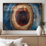 30457-MGV-FP-36X24-3P_Walnut-Tree Ring Wall Art – Abstract Wood Grain Canvas Print with Brown and Blue Swirl, Rustic Nature Inspired Artwork for Living Room,