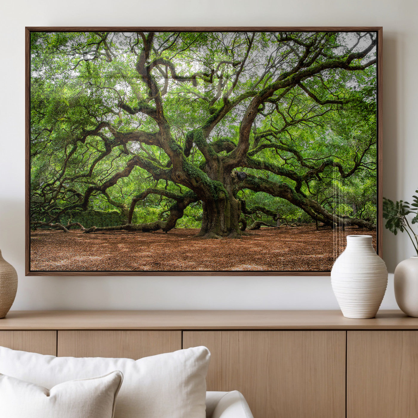 51255351-MGV-FP-36X24-3P_Walnut-Ancient Tree Wall Art – Majestic Oak Canvas Print, Large Nature Photography, Sacred Forest Landscape Wall Décor, Wisdom Tree