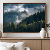 84598503-MGV-FP-36X24-3P_Walnut-Misty Forest Wall Art Canvas Print, Framed Pine Hills Art Picture Print, Moody Hills Perfect Moody Woodland Decor Artwork