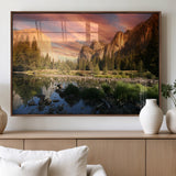 31199457-MGV-FP-36X24-3P_Walnut-Yosemite Valley Wall Art Canvas Print, Framed El Capitan Art Picture Print, Sunset Sky Perfect Vibrant Western Decor Artwork