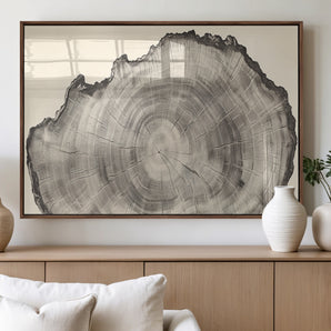 98921313-MGV-FP-60X30-3P_Walnut-Tree Ring Wall Art Canvas Print, Framed Wood Slice Art Picture Print, Minimalist Wood Perfect Rustic Academic Decor Artwork