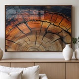 65909987-MGV-FP-36X24-3P_Walnut-Rustic Tree Ring Wall Art – Nature Inspired Wooden Texture Canvas Print, Modern Abstract Artwork for Living Room, Bedroom, Office
