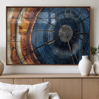 45268471-MGV-FP-60X30-3P_Walnut-Rustic Tree Ring Wall Art – Natural Wood Texture Canvas Print, Abstract Tree Stump Farmhouse Decor for Log Cabin, Wooden House or