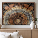 15184146-MGV-FP-36X24-3P_Walnut-Tree Rings Wall Art Canvas Print, Framed Wood Texture Art Picture Print, Rustic Pattern Perfect Rustic Organic Decor Artwork