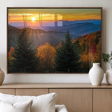 36964931-MGV-FP-60X30-3P_Walnut-Autumn Mountains Wall Art Canvas Print, Framed Sunset Glow Forest Art Picture Print, Golden Trees Perfect Vibrant Nature Decor