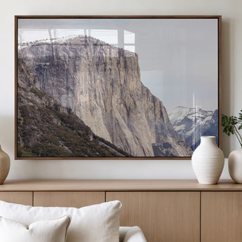 74506434-MGV-FP-60X30-3P_Walnut-El Capitan Wall Art Canvas Print, Framed Yosemite Cliff Art Picture Print, Sierra Nevada Perfect Sierra Minimalism Decor Artwork