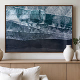 87941475-MGV-FP-60X30-3P_Walnut-Black Beach Wall Art Canvas Print, Framed Aerial Ocean Art Picture Print, Moody Coastal Perfect Modern Coastal Decor Artwork