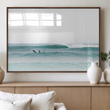 56345117-MGV-FP-36X24-3P_Walnut-Minimalist Surfing Wall Art Canvas Print, Framed Ocean Waves Art Picture Print, Soft Ocean Perfect Minimalist Coastal Decor