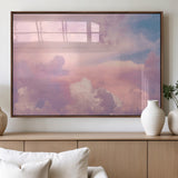 22874890-MGV-FP-36X24-3P_Walnut-Pastel Sky Wall Art Canvas Print, Framed Dreamy Cloudscape Art Picture Print, Sunset Glow Perfect Minimalist Serenity Decor