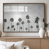 62298277-MGV-FP-60X30-3P_Walnut-Monochrome Palms Wall Art Canvas Print, Framed Minimalist Trees Art Picture Print, Silhouetted Palms Perfect Tropical Minimalist