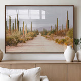 30742780-MGV-FP-60X30-3P_Walnut-Desert Cactus Wall Art Canvas Print, Framed Southwestern Art Picture Print, Bohemian Western Perfect Southwestern Boho Decor