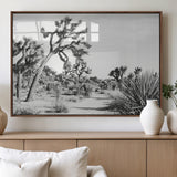 88164251-MGV-FP-60X30-3P_Walnut-Joshua Tree Wall Art Canvas Print, Framed Desert Path Art Picture Print, Monochrome Desert Perfect Minimalist Desert Decor Artwork