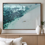 33764764-MGV-FP-60X30-3P_Walnut-Minimal Beach Wall Art Canvas Print, Framed Ocean Swimming Art Picture Print, Clear Ocean Perfect Minimal Coastal Decor Artwork