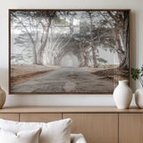 87090469-MGV-FP-60X30-3P_Walnut-Cypress Tunnel Wall Art Canvas Print, Framed Misty Road Art Picture Print, Foggy Trees Perfect Rustic Woodland Decor Artwork