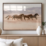 83644685-MGV-FP-36X24-3P_Walnut-Wild Horse Art Wall Art Canvas Print, Framed Rustic Western Art Picture Print, Desert Horse Scene Perfect Rustic Western Decor