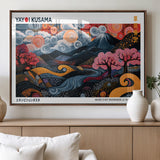 43879290-MGV-FP-36X24-3P_Walnut-Japanese Abstract Wall Art – Mount Fuji Cherry Blossom Canvas Print, Modern Asian Inspired Landscape Decor for Living Room,
