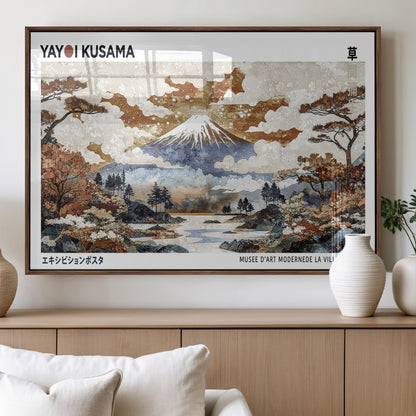 80111817-MGV-FP-36X24-3P_Walnut-Japanese Landscape Wall Art – Mount Fuji Autumn Canvas Print, Asian Inspired Nature Decor for Living Room, Bedroom, Office or