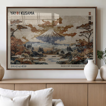 11778299-MGV-FP-36X24-3P_Walnut-Japanese Landscape Wall Art – Mount Fuji Canvas Print, Asian Inspired Nature Decor for Living Room, Bedroom, Office or Studio