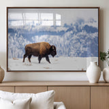 58512275-MGV-FP-60X30-3P_Walnut-Cowboy Aesthetic Wall Art Canvas Print, Framed Neutral Animal Theme Art Picture Print, Bison Ranch Style Perfect Rustic Western